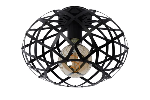 Lucide WOLFRAM - Deckenleuchte - Ø 30 cm - 1xE27 - Schwarz - ausgeschaltet